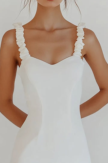 Chic Bodycon Ruffled White Graduation Dress